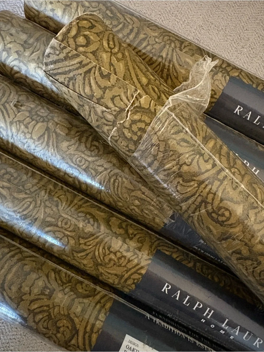 6 rolls Ralph Lauren Home Oakhill Damask wallpaper moody vibes
